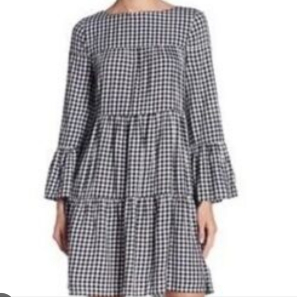 140. Beachlunchlounge Women's Black White Checkered Tiered Dress Size XS - Picture 1 of 7